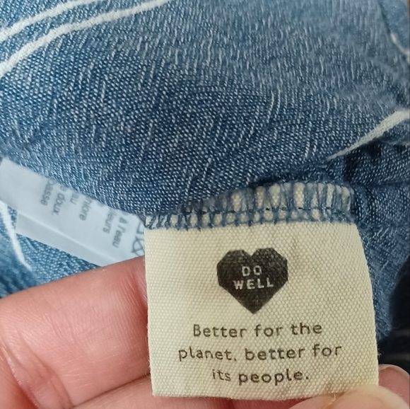 Madewell Blue White Striped Shirt Womens Large 100% Cotton Button Up - Picture 8 of 10